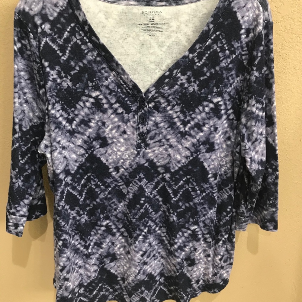 3/$35 Sonoma purple shirt tie-dye 3/4 sleeve  1X